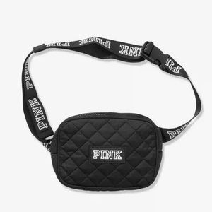 PINK Quilted Belt Waist Bag Fanny Pack Crossbody